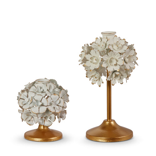 Cream Floral Candle Holders (set of 2)