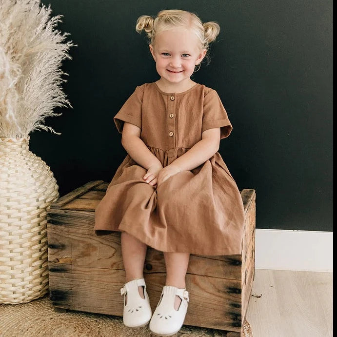 Camel Linen Cotton Dress 4T Camel Linen Cotton Dress 4T