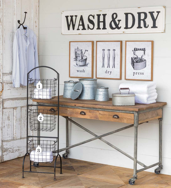 Embossed Metal Wash & Dry Sign