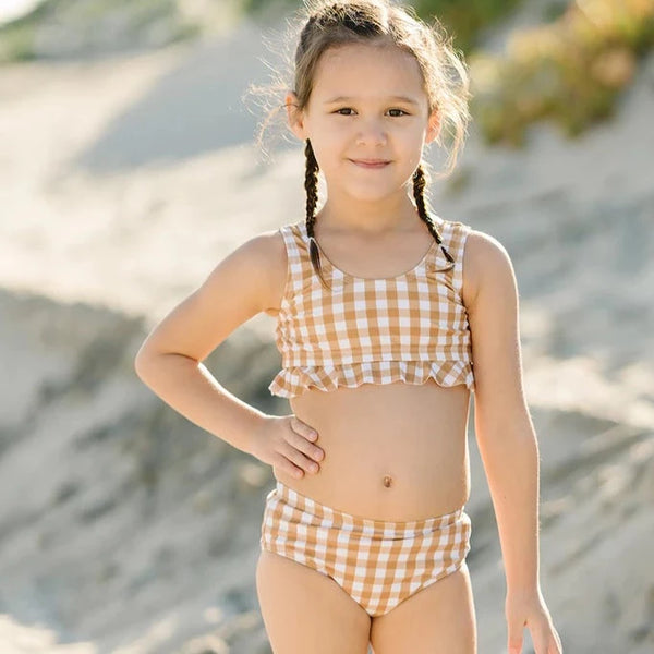 Gingham Bikini Set with Ruffle Top