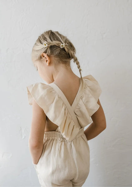 Linen Flutter Sleeve Jumpsuit