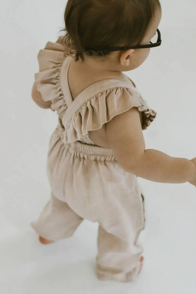 Linen Flutter Sleeve Jumpsuit