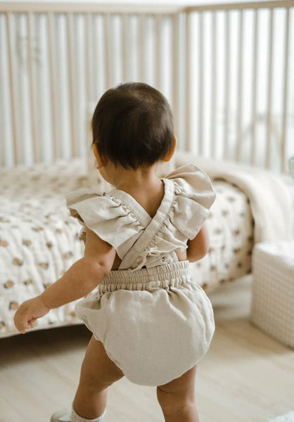 Linen Flutter Sleeve Bloomer Romper