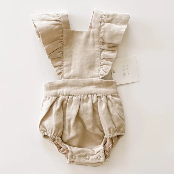 Linen Flutter Sleeve Bloomer Romper