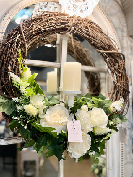 Wreath Hanger w/Candle Holder (3 colors available)