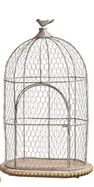 Wire Birdcage with Bird Finial