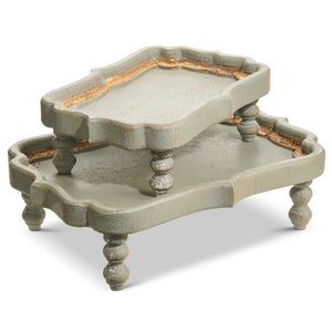 Distressed Blue Footed Tray (two sizes available)