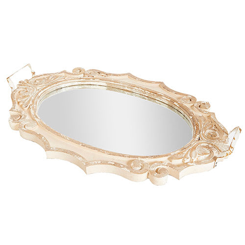 Large Oval Distressed Mirrored Tray