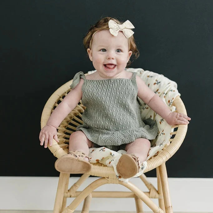 Sage Ruffle Knit Bubble Romper