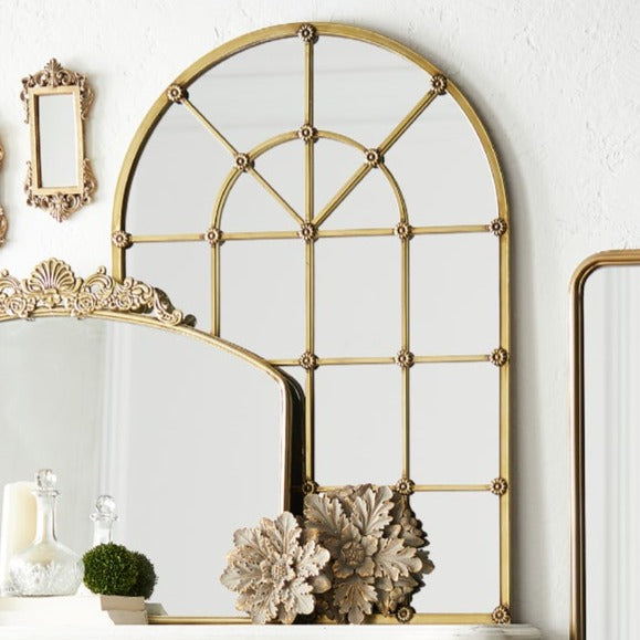 Antique Gold Windowpane Mirror