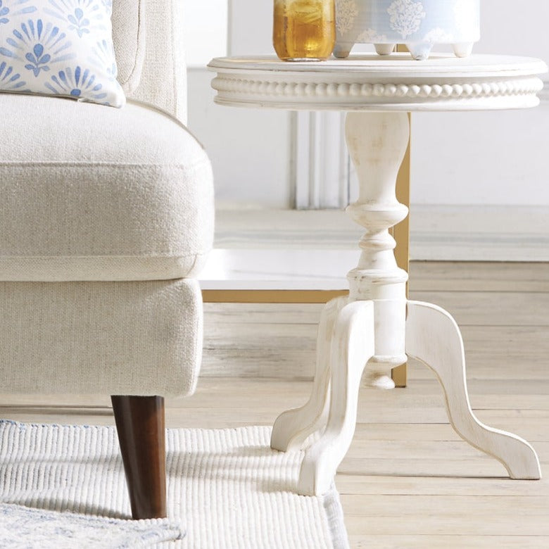 White Beaded Edge End Table 2 sizes available