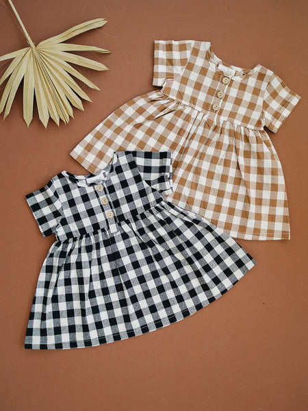 Black & White Checkered Linen Dress