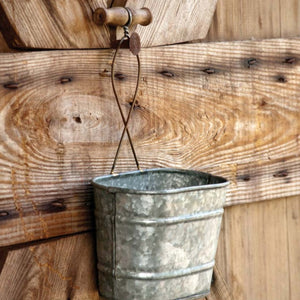 hanging galvanized metal bucket planter Galvanized Hanging Bucket Planter