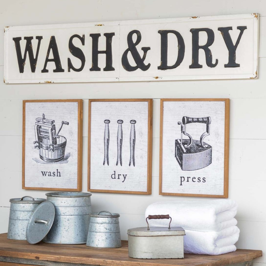 Embossed Metal Wash & Dry Sign