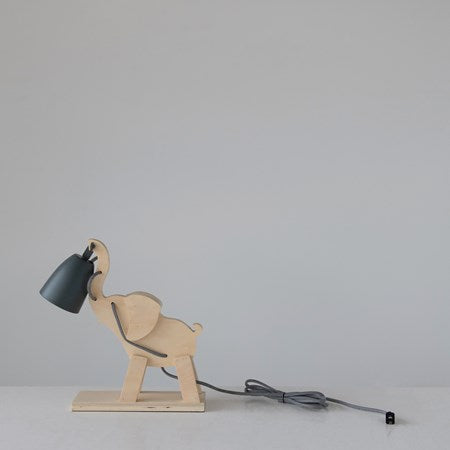 Elephant Table Lamp with Metal Shade