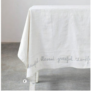 Cotton and Linen Blend Embroidered Tablecloth